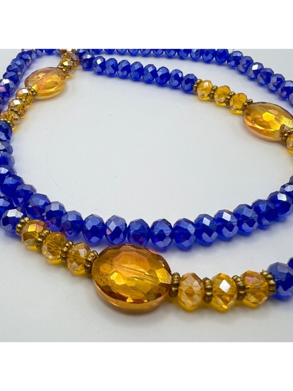 Lot Of 4 Multi-Color Stretch Glass Necklaces 36" & 30" Faceted Cube Beads Boho - Picture 8 of 12
